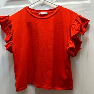Zara Vibrant Orange Crewneck Tee
